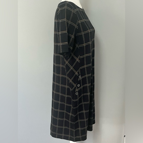 J. Jill‎ Dress Women’s Petite M Black Ponte Window Pane Short Sleeve Pockets NEW - Picture 6 of 11